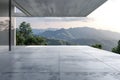 Modern terrace with panoramic mountain view Royalty Free Stock Photo