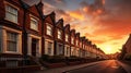 Modern terraced houses during sunset Royalty Free Stock Photo