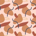 Modern terracotta abstract seamless pattern. Vector smooth shapes illustration. Warm earthly palette.