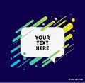 Modern text box with colorful stripes and dark blue background. Ideal for motivational quotations. Vector illustration.