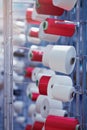 Modern Textile Factory. Rows of automated machines for yarn manufacturing. Royalty Free Stock Photo