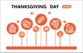 Modern Thanksgiving Infographic design template. Harvest celebration inphographic visualization with nine steps circle