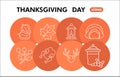 Modern Thanksgiving Infographic design template. Harvest celebration inphographic visualization with nine steps circle