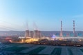 Modern thermal power plant at dusk Royalty Free Stock Photo