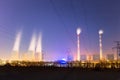 Modern thermal power plant at night Royalty Free Stock Photo