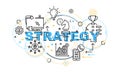 Modern Thin Contour Line Design Concept Banner of Strategy. Set Royalty Free Stock Photo