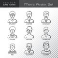 Modern Thin Contour Line Icons set of people avatars. Royalty Free Stock Photo