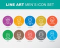 Modern Thin Contour Line Icons set of people avatars. Royalty Free Stock Photo