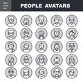 Modern Thin Contour Line Icons set of people avatars for, Royalty Free Stock Photo