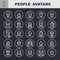 Modern Thin Contour Line Icons set of people avatars for, Royalty Free Stock Photo
