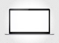 Modern thin laptop with wide screen. Vector mockup isolated on transparent Royalty Free Stock Photo