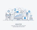Modern thin line design for analysis website banner. Vector illustration concept for business analysis