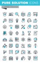 Modern thin line flat design icons set of online education