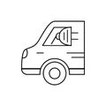 Modern thin line icon of Electric car. Premium quality outline symbol. Simple mono linear pictogram, drawing, art, sign. Stroke ve
