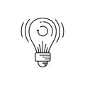 Modern thin line icon of light bulb. Premium quality outline symbol. Simple mono linear pictogram, drawing, art, sign. Stroke vect Royalty Free Stock Photo