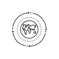 Modern thin line icon of planet. Premium quality outline symbol. Simple mono linear pictogram, drawing, art, sign. Stroke l