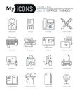 Modern thin line icons set of basic business essential tools, office equipment. Royalty Free Stock Photo