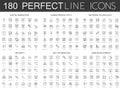 180 modern thin line icons set of digital marketing, human productivity, network technology, cyber security, SEO Royalty Free Stock Photo