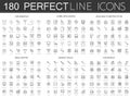 180 modern thin line icons set of household, home appliances, building construction, real estate, design tools Royalty Free Stock Photo