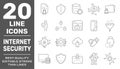 Modern thin line icons set of internet services and internet security. Simple linear pictogram pack. Vector logo concept for web Royalty Free Stock Photo