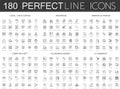180 modern thin line icons set of legal, law and justice, insurance, banking finance, cyber security, economics market