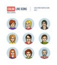 Modern thin line icons set of people avatars