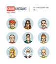 Modern thin line icons set of people avatars Royalty Free Stock Photo