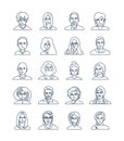 Modern thin line icons set of people avatars Royalty Free Stock Photo