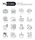 Modern thin line icons set of supermarket shopping process