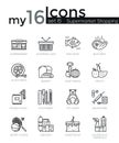 Modern thin line icons set of supermarket shopping process