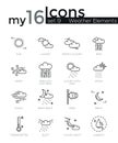 Modern thin line icons set of weather elements. Royalty Free Stock Photo