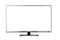 Modern thin plasma LCD TV on a silver black glass stand isolated Royalty Free Stock Photo