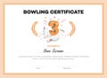 Modern third place bowling certificate diploma with place for your content