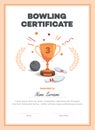 Modern third place bowling certificate diploma with place for your content