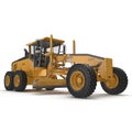 Modern three-axle road grader isolated on a white. 3D illustration