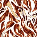 Modern tiger skin seamless pattern. Abstract animal fur ornament. African motif background. Decorative safari fashion surface