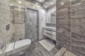 Modern tiled bathroom interior simple and minimalistic