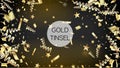 Modern Tinsel Confetti Isolated, Golden Celebration Foil. Cool Luxury Christmas, New Year, Birthday Party Holiday Border.