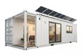 Modern tiny house in container, isolated on white background - generated by ai Royalty Free Stock Photo
