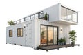 Modern tiny house in container, isolated on white background - generated by ai Royalty Free Stock Photo