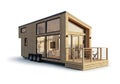 Modern tiny house on wheels with deck Royalty Free Stock Photo