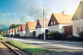 Modern tipical terraced white houses in Dresden, Germany Royalty Free Stock Photo