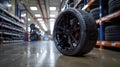 Modern tire in warehouse - generative ai Royalty Free Stock Photo