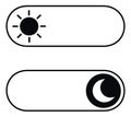 Modern toggle switch icon set featuring sun and moon symbols for light and dark mode for user interface design Royalty Free Stock Photo