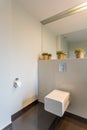 Modern toilet with beige tiles Royalty Free Stock Photo
