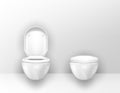 Modern toilet bowls mounted on wall in WC Royalty Free Stock Photo