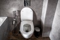 Modern toilet interior designed in gray Royalty Free Stock Photo