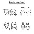 Modern Toilet, restroom, bathroom symbol set in thin line style