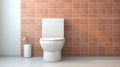 Modern toilet room interior 3d realistic illustration mockup with tiled walls and floor Royalty Free Stock Photo