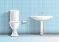 Modern toilet room interior realistic vector mockup Royalty Free Stock Photo